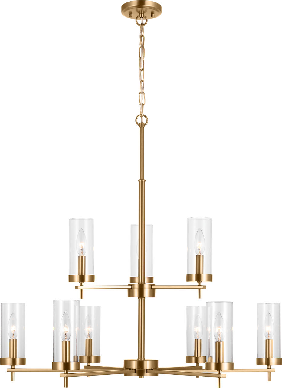 Zire Nine Light Chandelier in Chrome Bulbs Included
