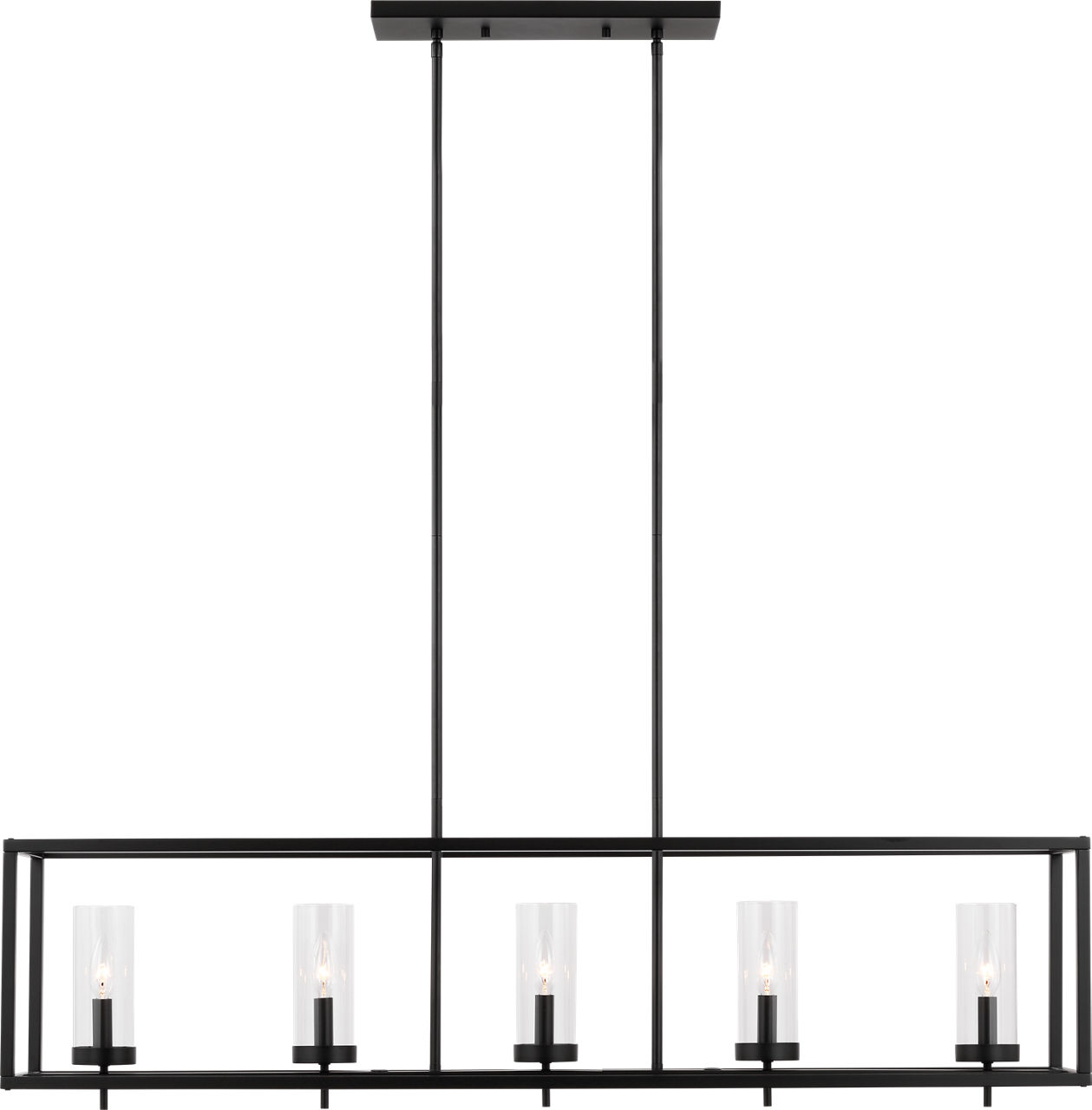 Zire Five Light Linear Pendant in Midnight Black Bulbs IIncluded