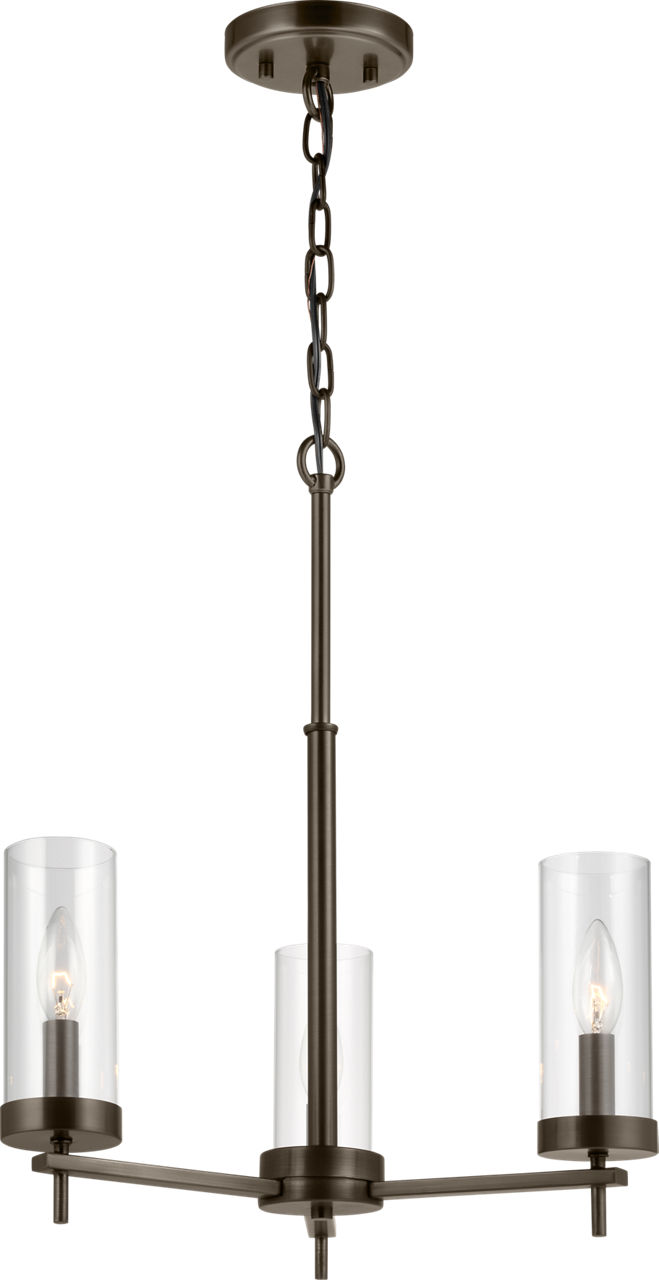 Zire Three Light Chandelier in Midnight Black Bulbs IIncluded