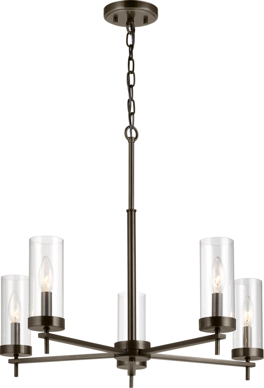 Zire Five Light Chandelier in Pewter Bronze