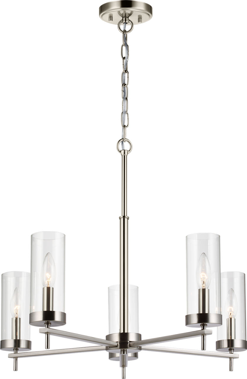 Zire Five Light Chandelier in Brushed Nickel