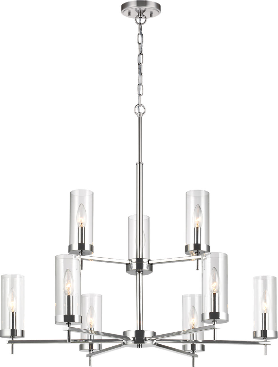 Zire Nine Light Chandelier in Chrome