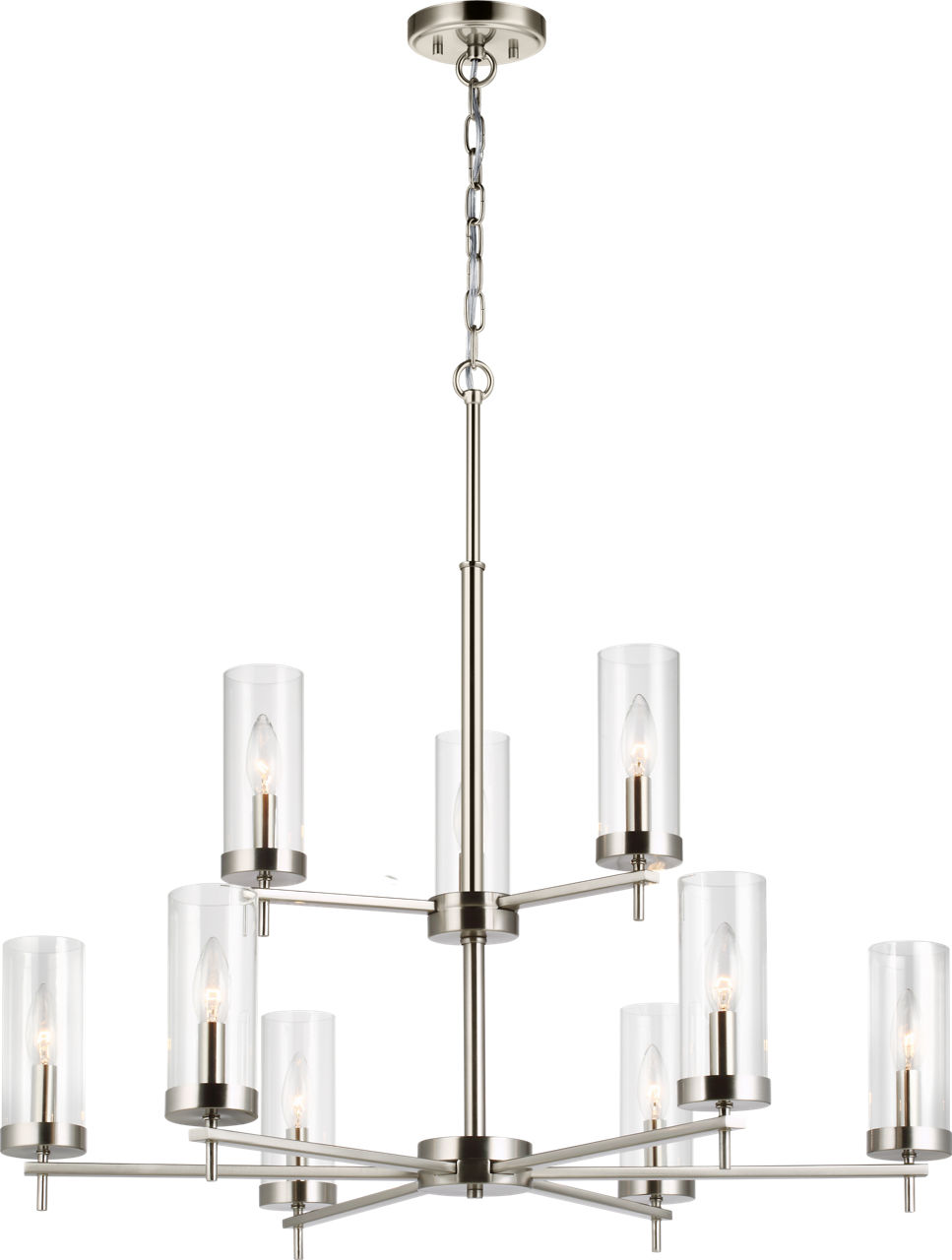 Zire Nine Light Chandelier in Brushed Nickel