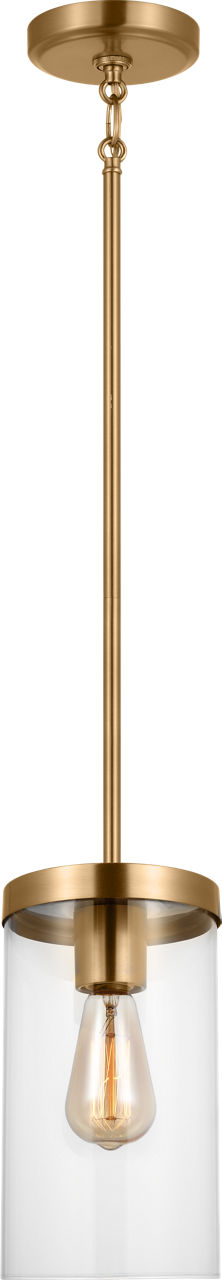 Zire One Light Pendant in Satin Brass