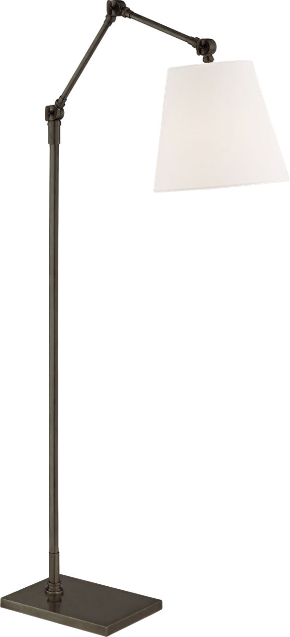 Graves Articulating Floor Lamp in Bronze with Linen Shade