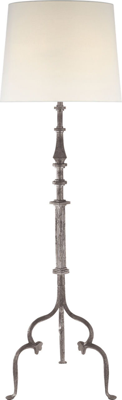 Madeleine Floor Lamp in Belgian White with Linen Shade