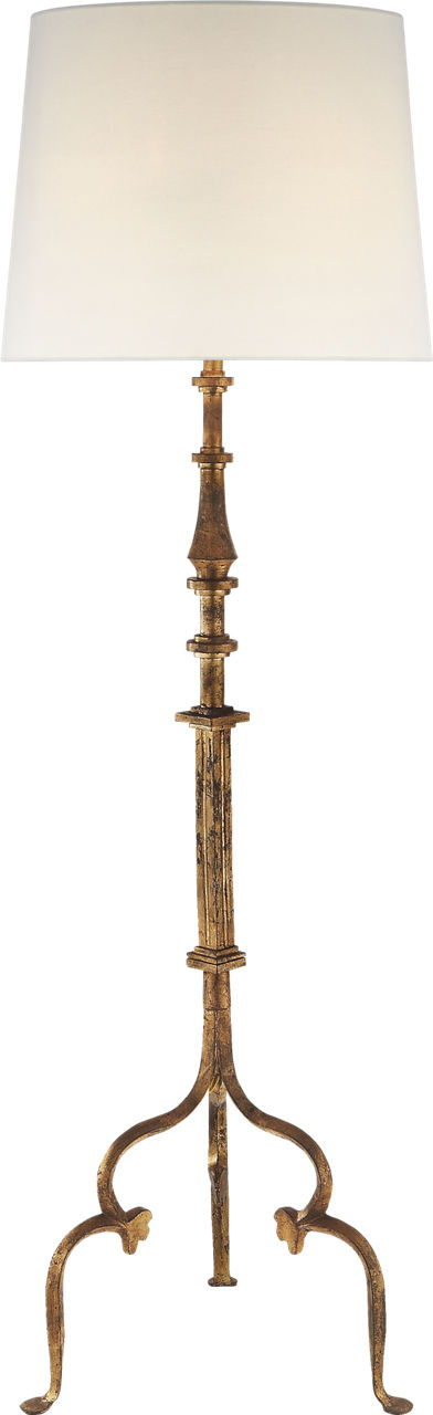 Madeleine Floor Lamp in Gilded Iron with Linen Shade