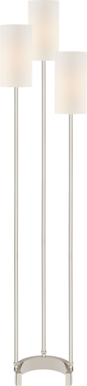 Aimee Floor Lamp in Polished Nickel with Linen Shades