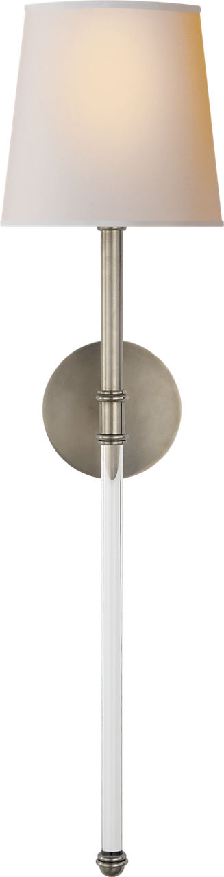 Camille Large Tail Sconce in Antique Nickel with Natural Paper Shade