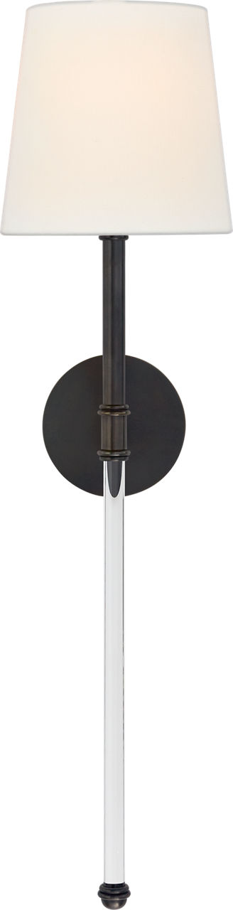 Camille Large Tail Sconce in Bronze with Linen Shade