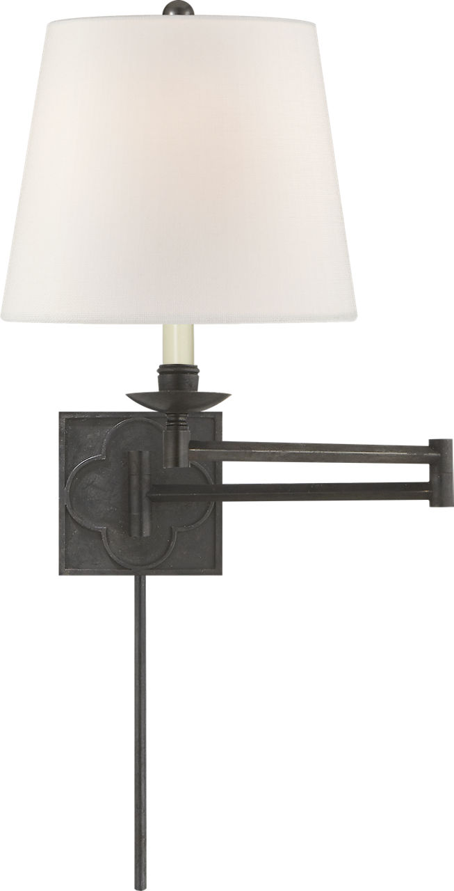 Griffith Swing Arm in Aged Iron with Linen Shade