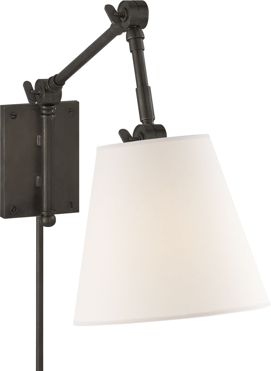 Graves Pivoting Sconce in Bronze with Linen Shade