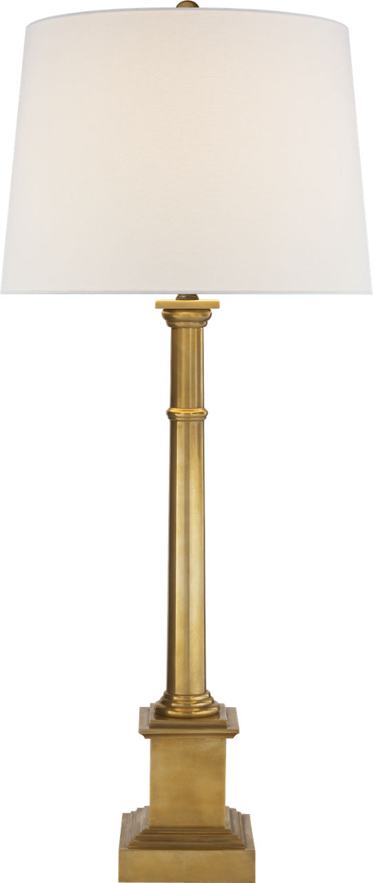 Josephine Table Lamp in Hand-Rubbed Antique Brass with Linen Shade
