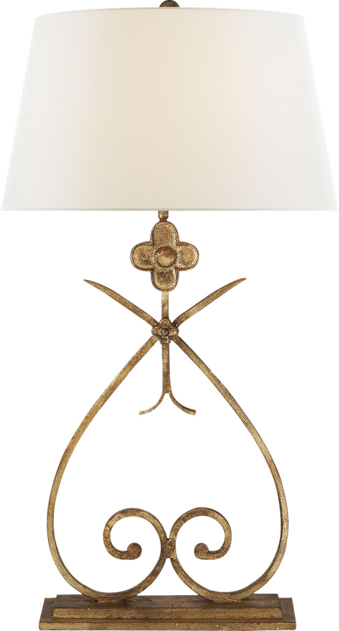 Harper Table Lamp in Gilded Iron with Linen Shade
