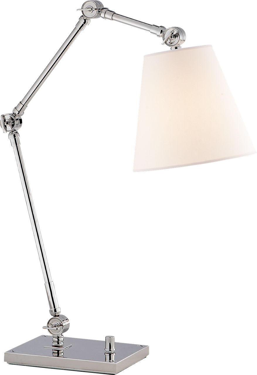 Graves Task Lamp in Polished Nickel with Linen Shade