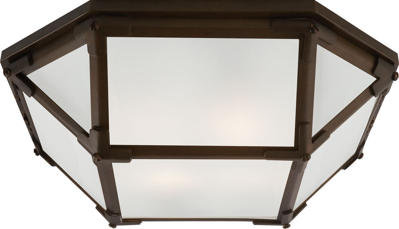 Morris Flush Mount in Antique Zinc with Frosted Glass