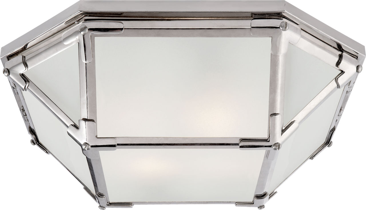 Morris Flush Mount in Polished Nickel with Frosted Glass