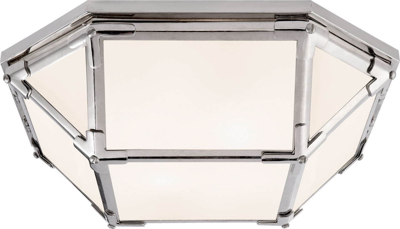 Morris Flush Mount in Polished Nickel with White Glass