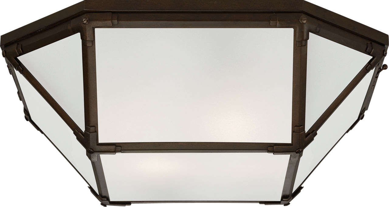 Morris Large Flush Mount in Antique Zinc with Frosted Glass