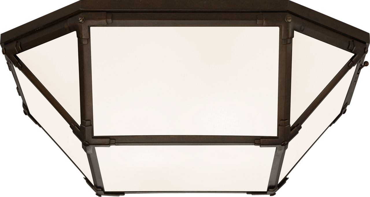 Morris Large Flush Mount in Antique Zinc with White Glass
