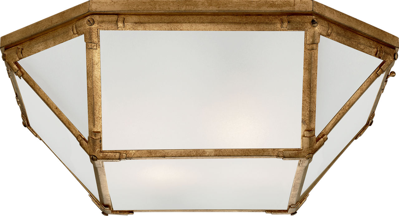 Morris Large Flush Mount in Gilded Iron with Frosted Glass