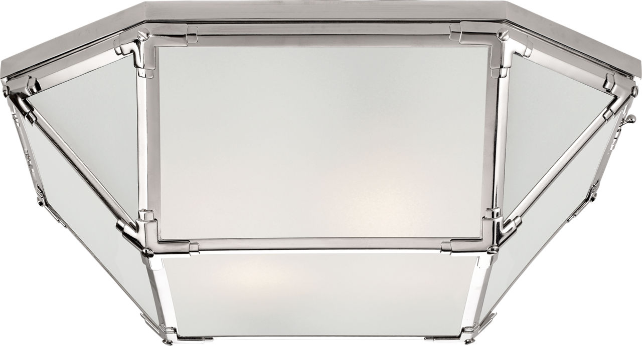 Morris Large Flush Mount in Polished Nickel with Frosted Glass