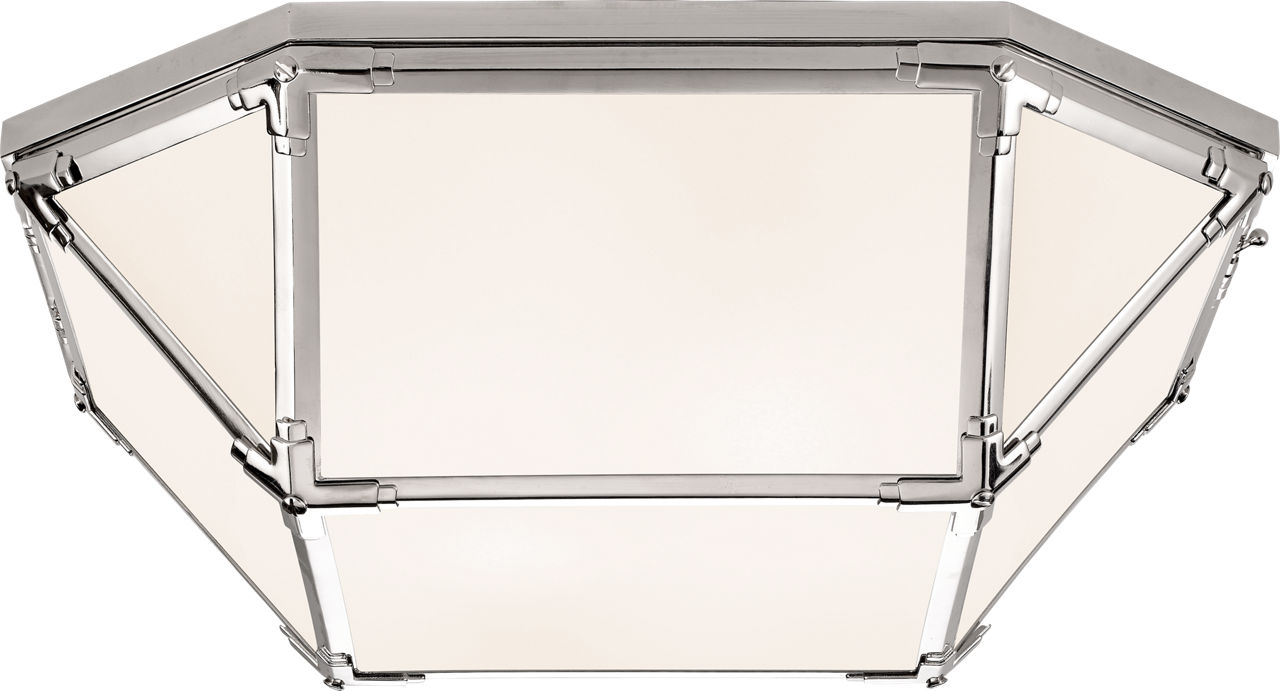 Morris Large Flush Mount in Polished Nickel with White Glass