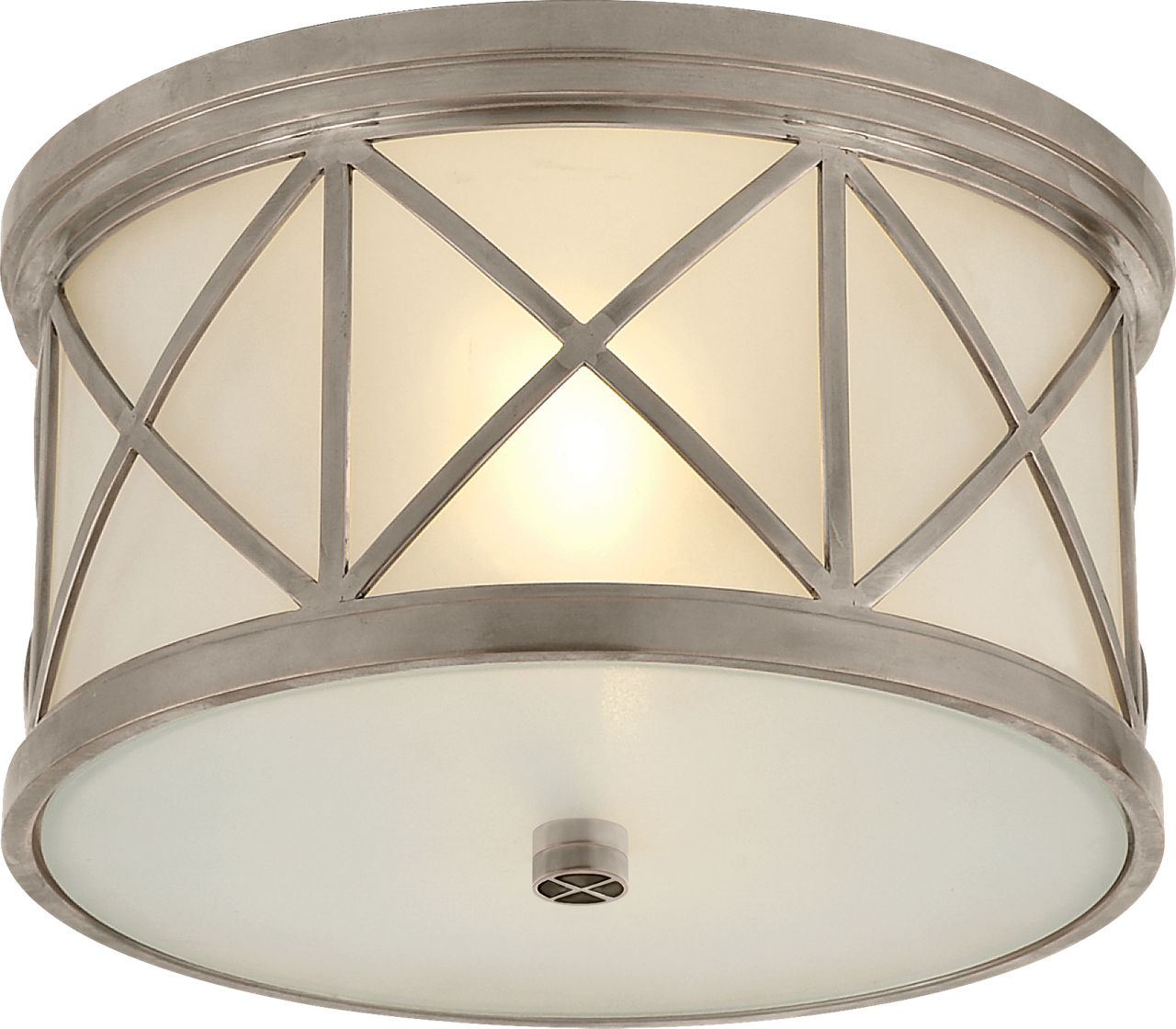 Montpelier Small Flush Mount in Antique Nickel with Frosted Glass