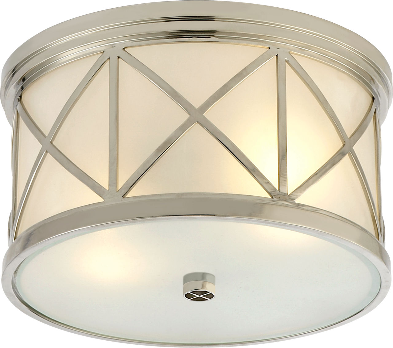 Montpelier Small Flush Mount in Polished Nickel with Frosted Glass