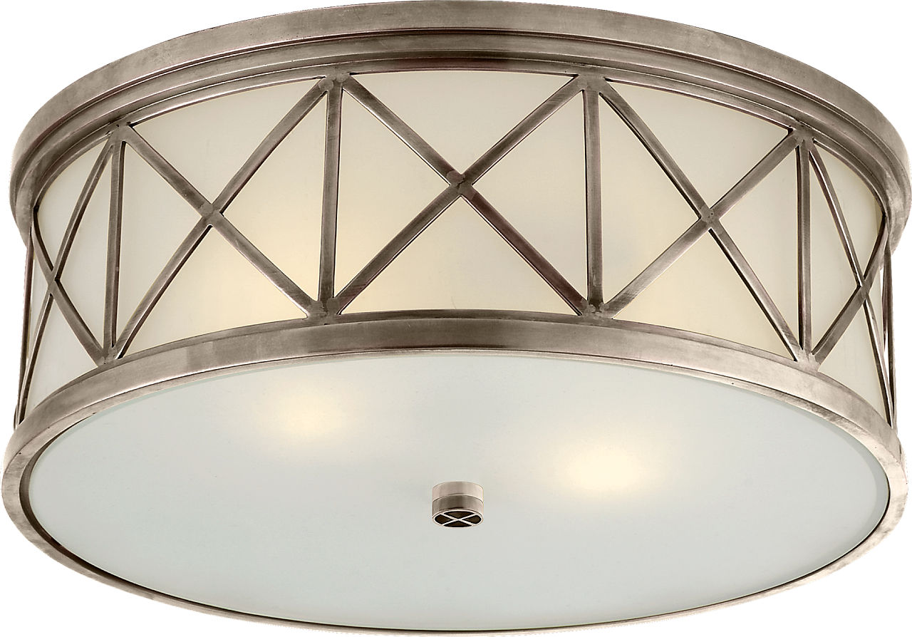 Montpelier Large Flush Mount in Antique Nickel with Frosted Glass