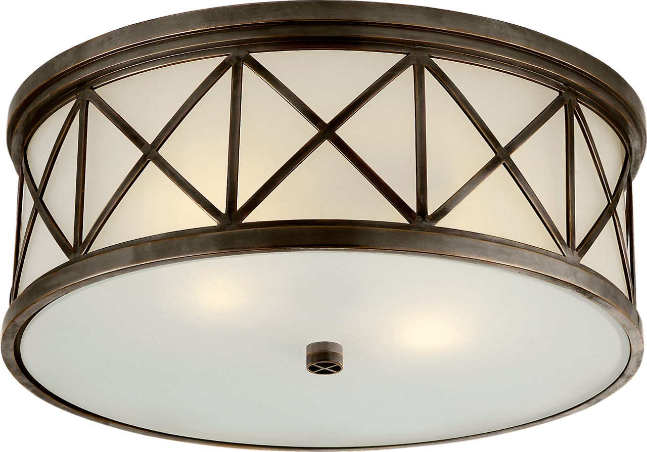 Montpelier Large Flush Mount in Bronze with Frosted Glass