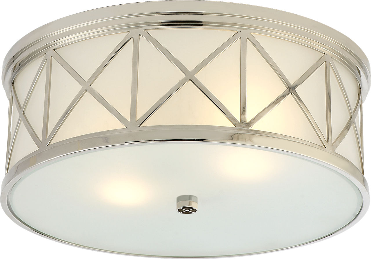 Montpelier Large Flush Mount in Polished Nickel with Frosted Glass