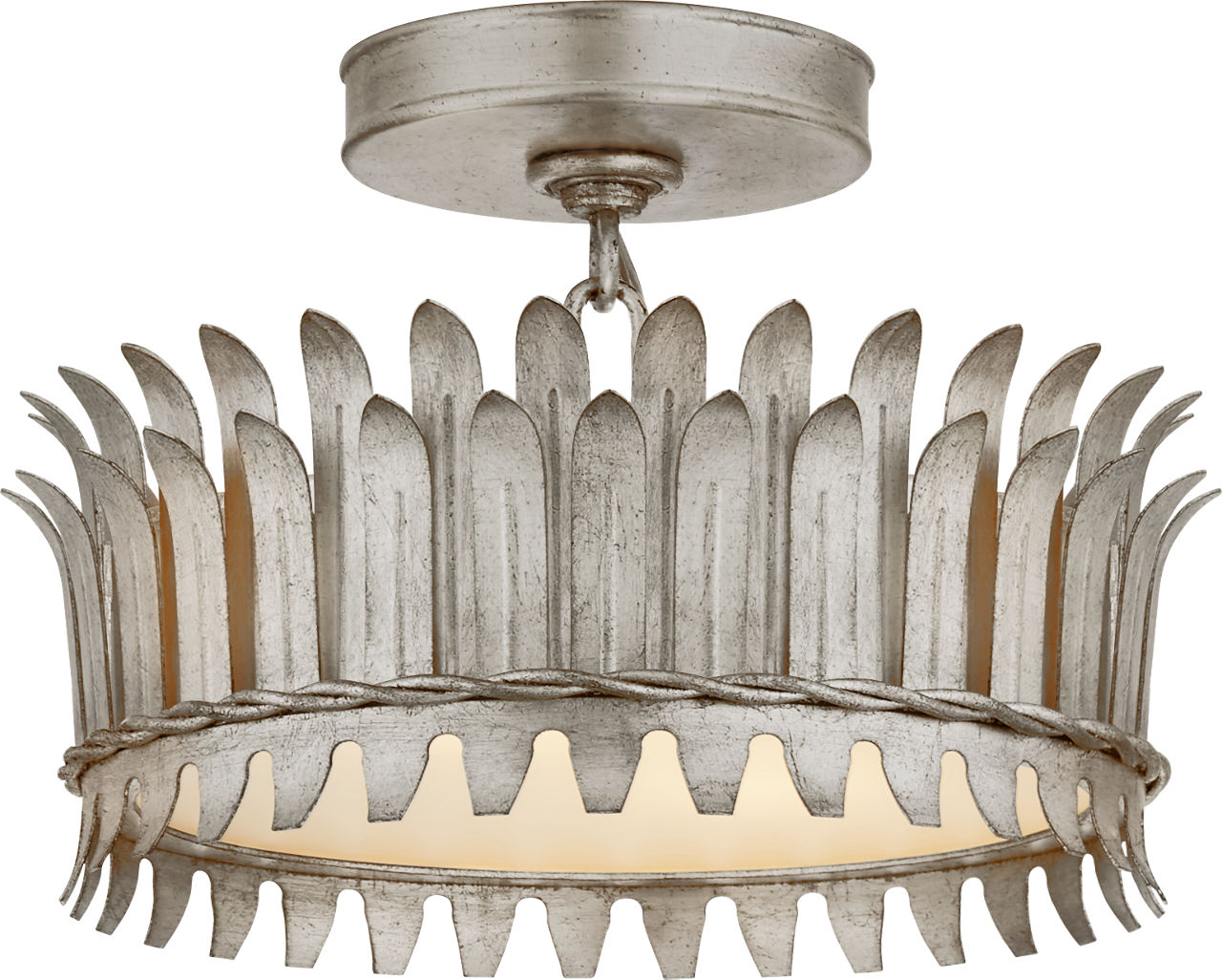 Leslie 12" Semi-Flush in Burnished Silver Leaf with Frosted Glass