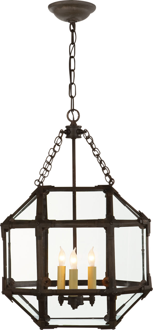 Morris Small Lantern in Antique Zinc with Clear Glass