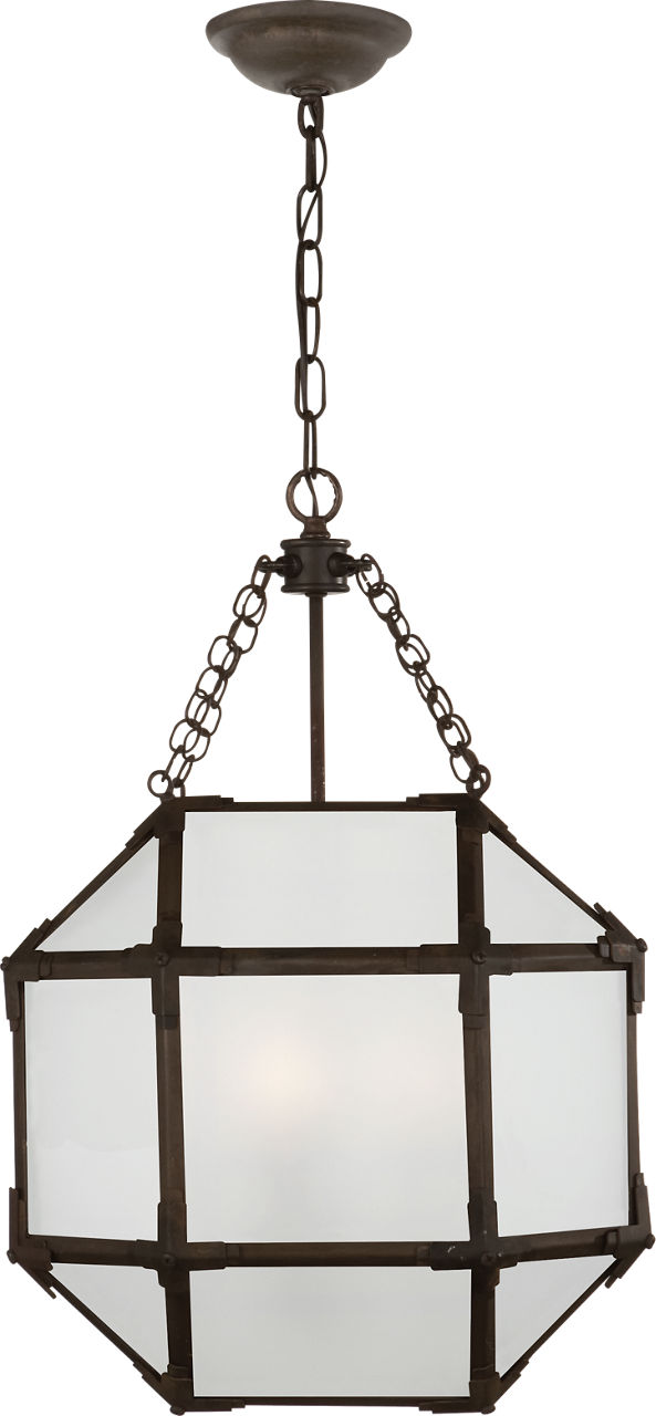Morris Small Lantern in Antique Zinc with Frosted Glass
