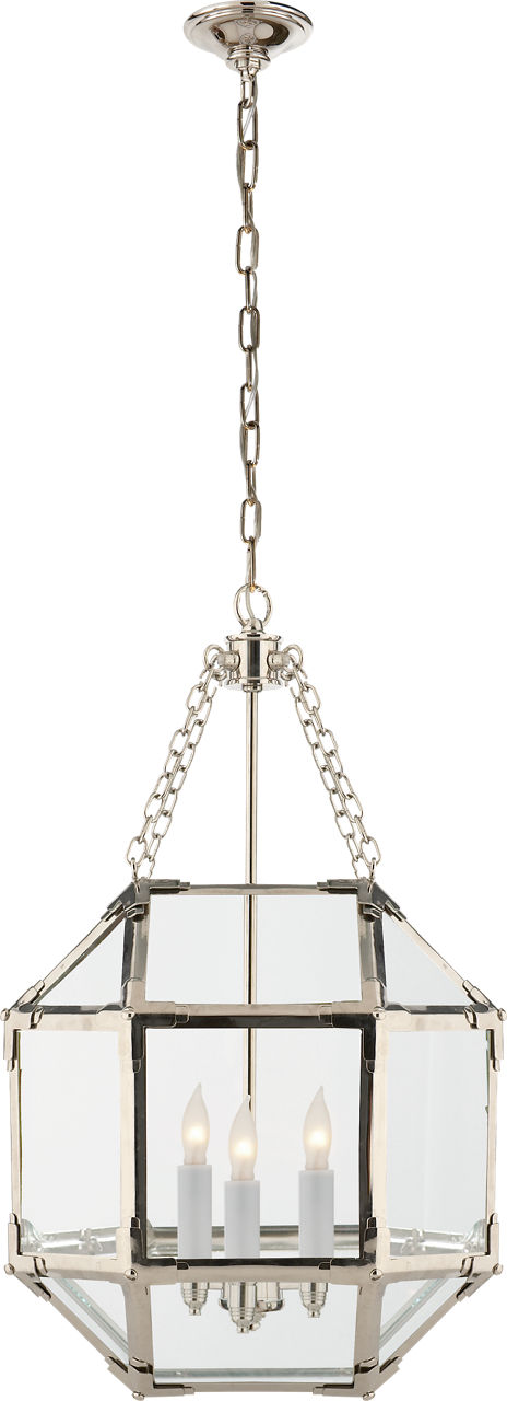 Morris Small Lantern in Polished Nickel with Clear Glass