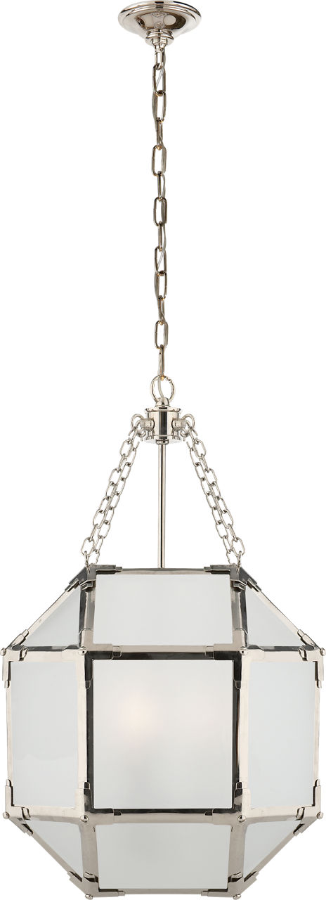 Morris Small Lantern in Polished Nickel with Frosted Glass