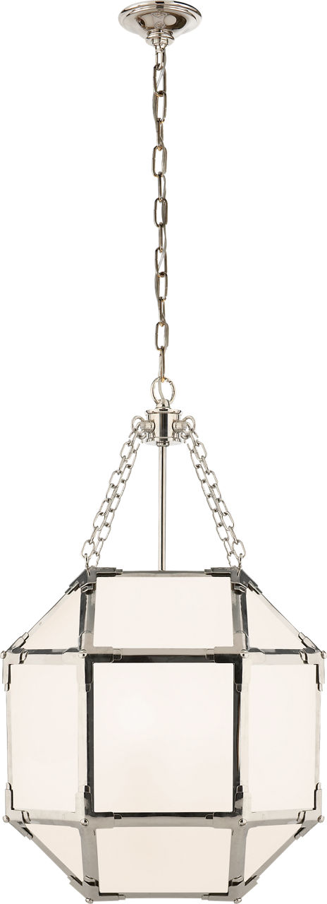 Morris Small Lantern in Polished Nickel with White Glass