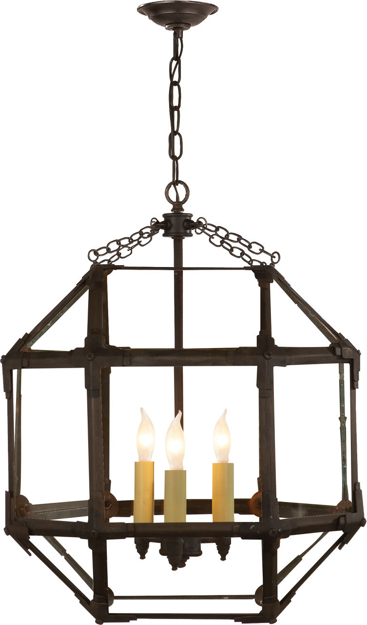 Morris Medium Lantern in Antique Zinc with Clear Glass