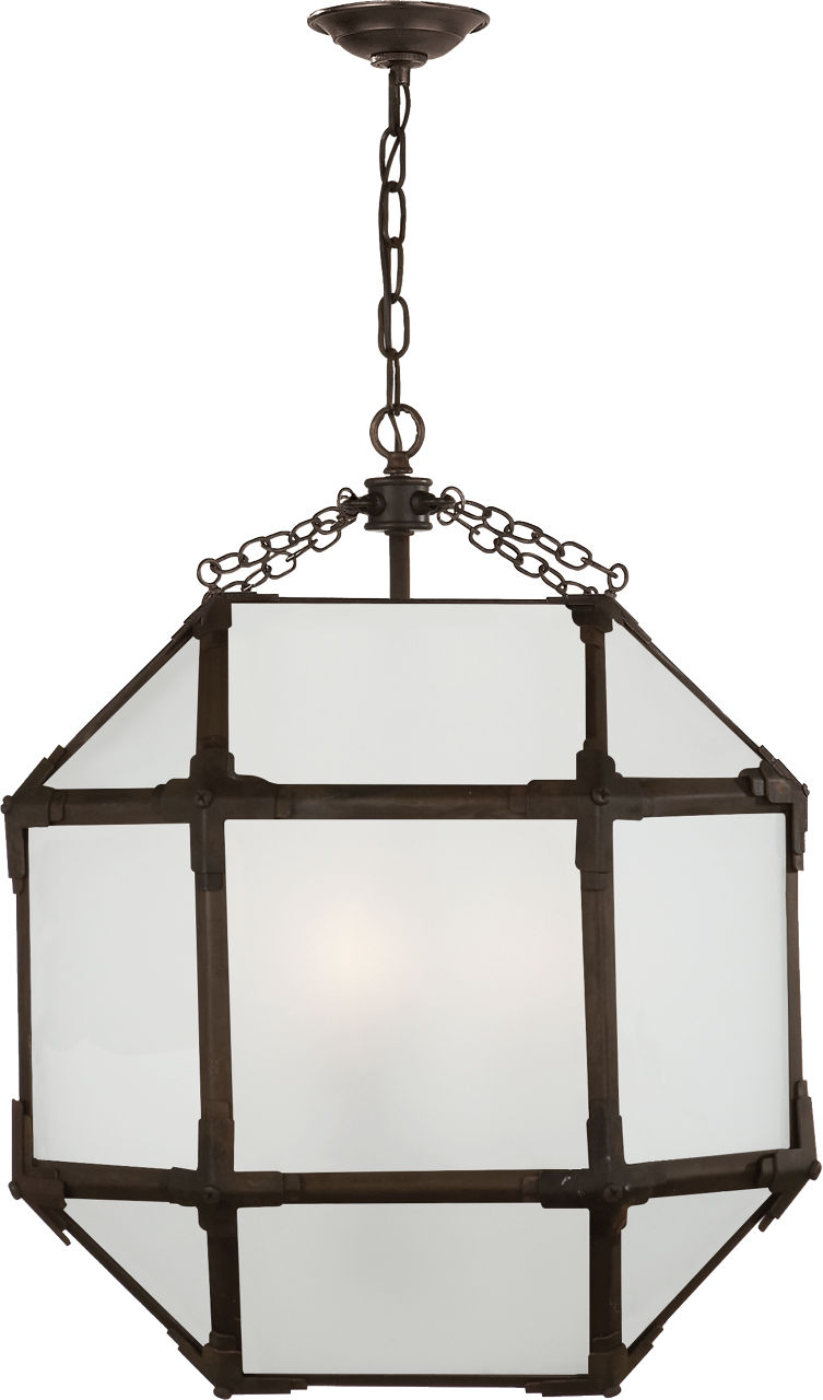 Morris Medium Lantern in Antique Zinc with Frosted Glass