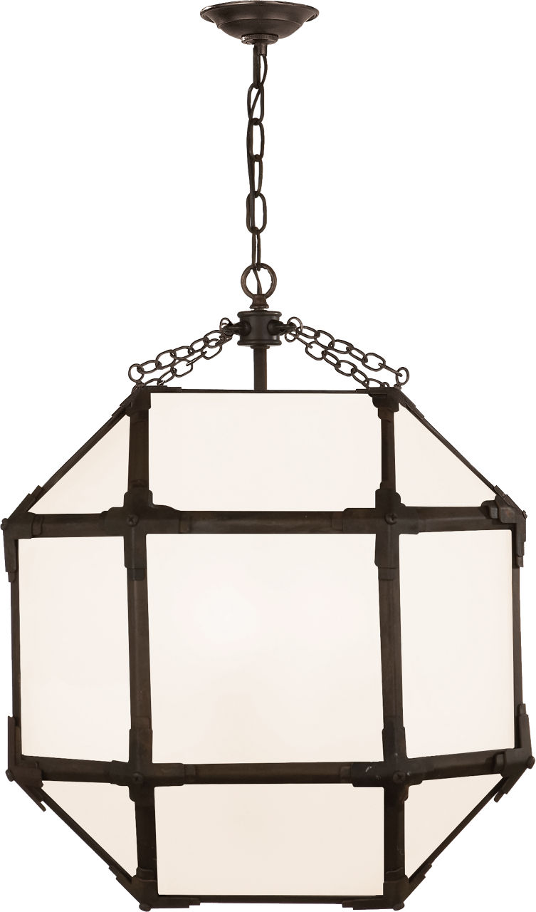Morris Medium Lantern in Antique Zinc with White Glass