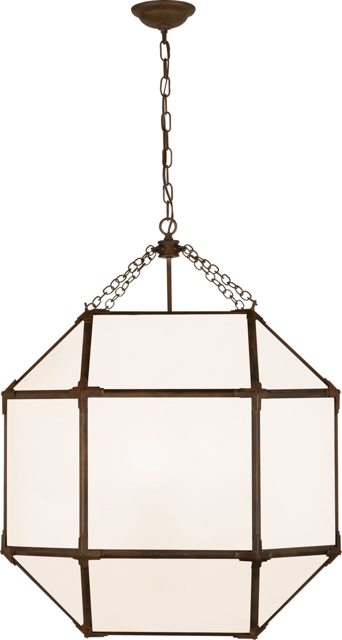 Morris Large Lantern in Antique Zinc with White Glass