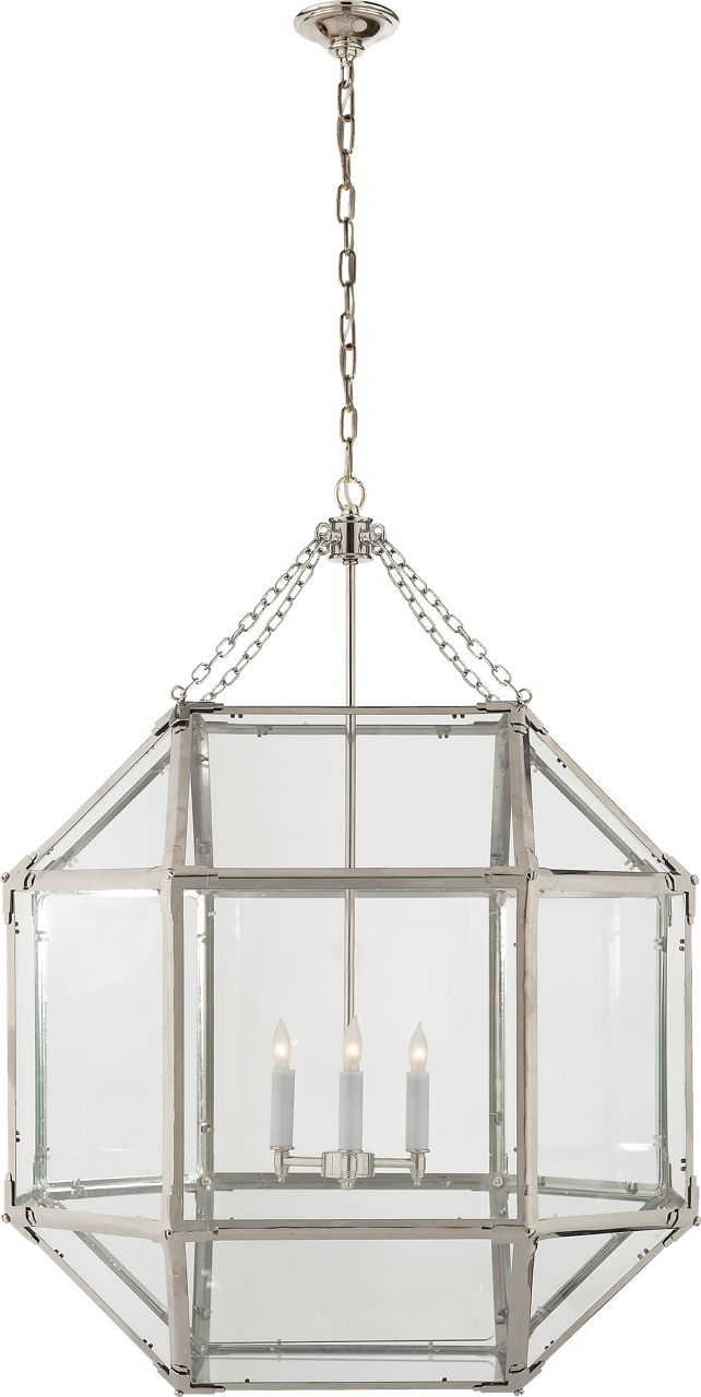Morris Large Lantern in Polished Nickel with Clear Glass