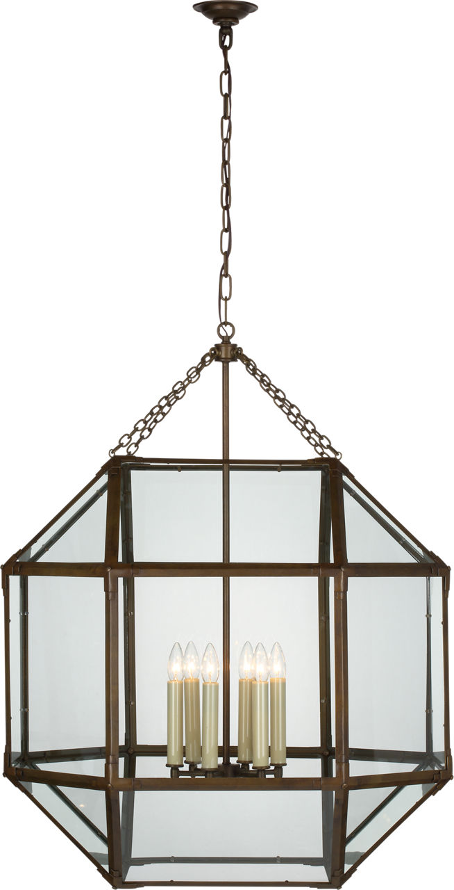 Morris Grande Lantern in Antique Zinc with Clear Glass