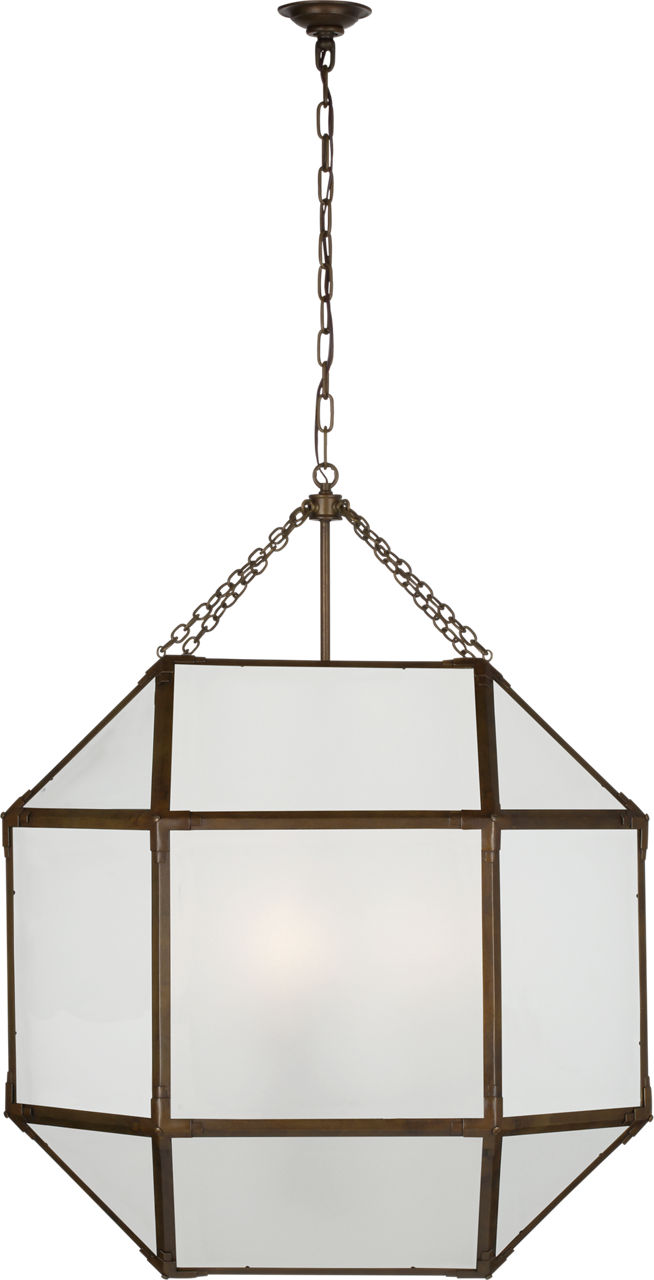 Morris Grande Lantern in Antique Zinc with Frosted Glass