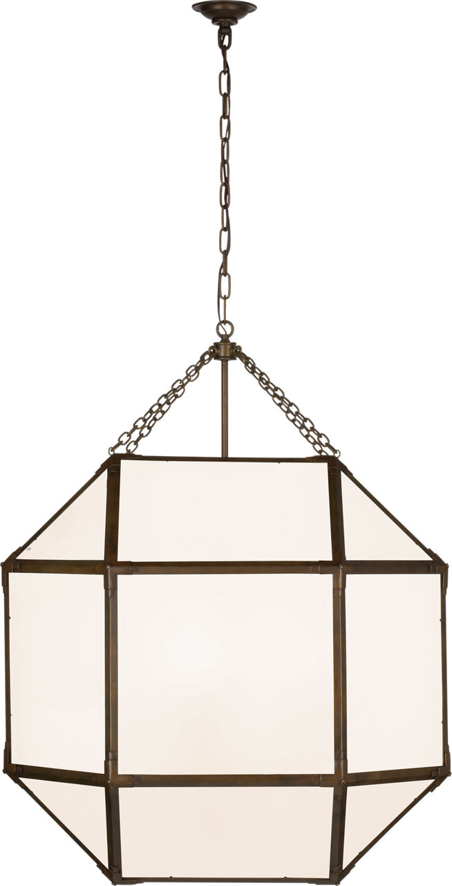 Morris Grande Lantern in Antique Zinc with White Glass
