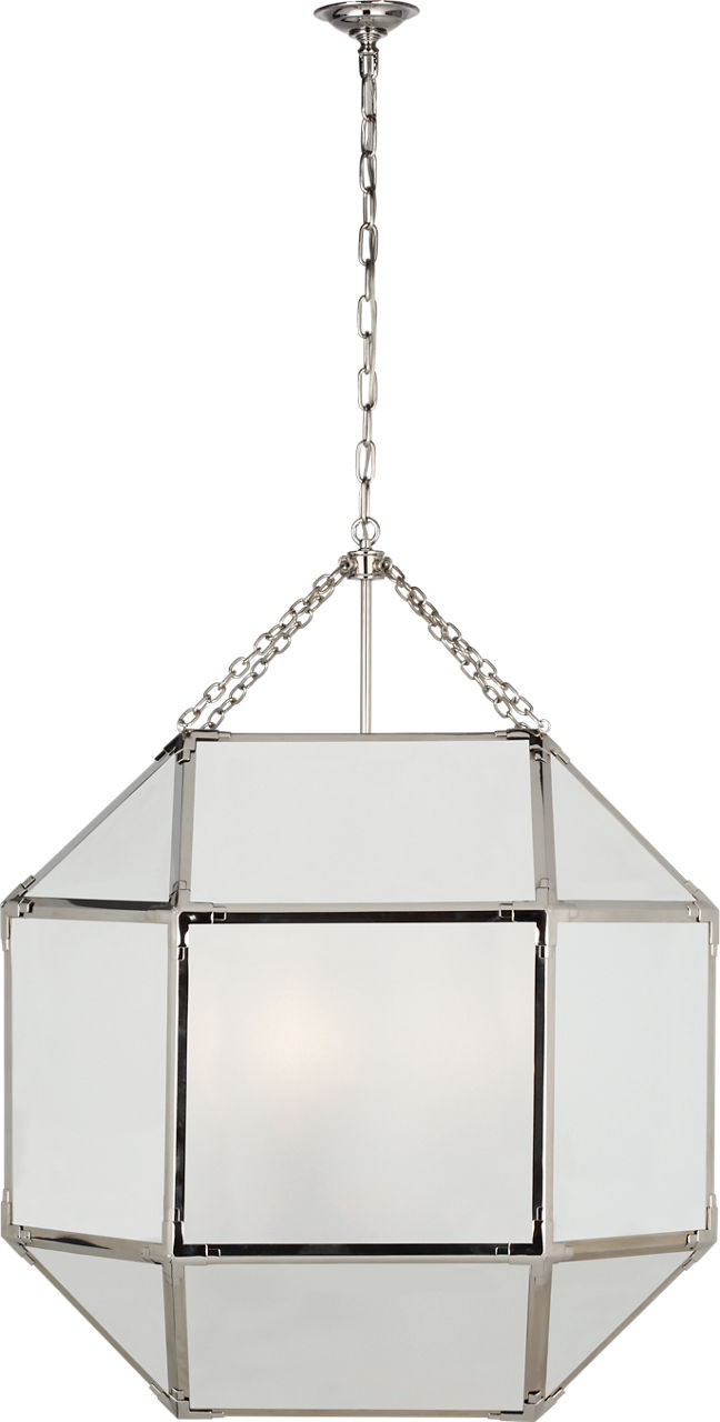 Morris Grande Lantern in Polished Nickel with Frosted Glass