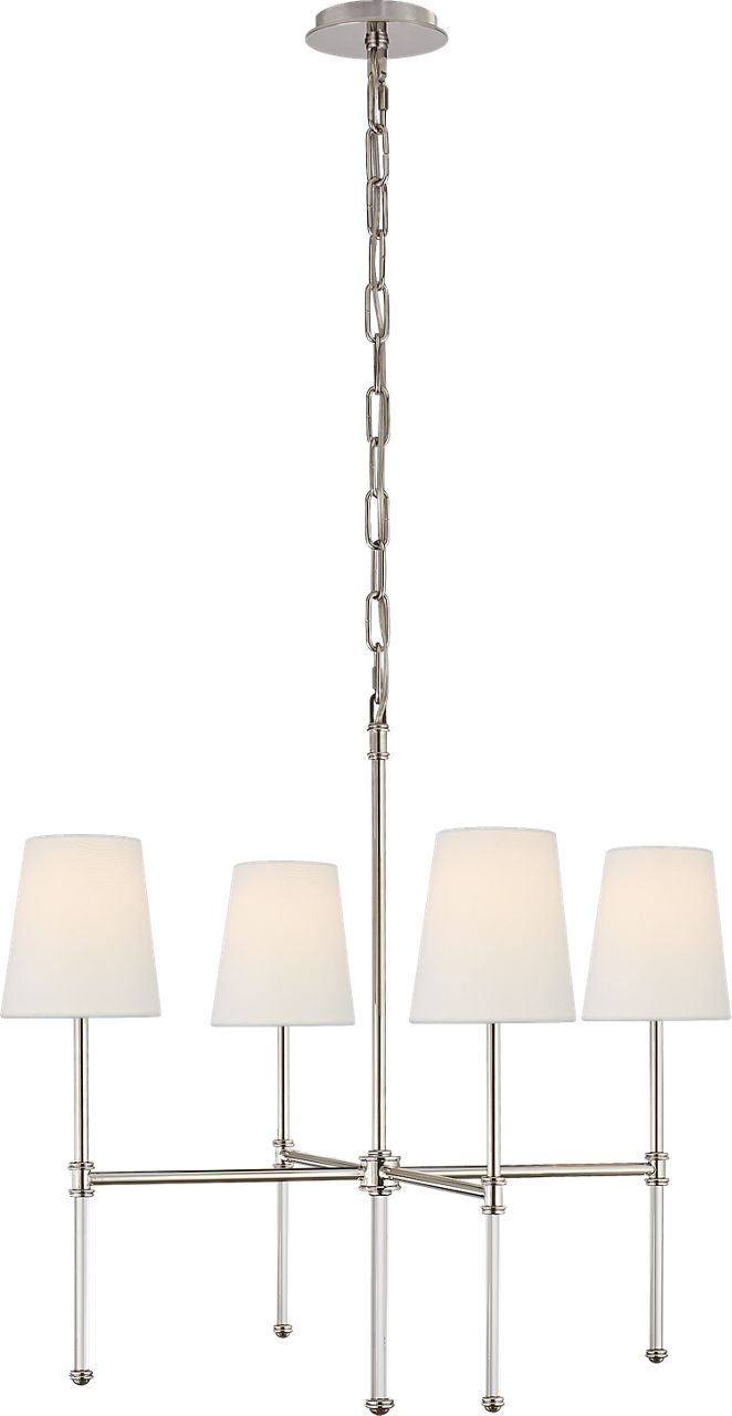 Camille Small Chandelier in Polished Nickel with Linen Shades