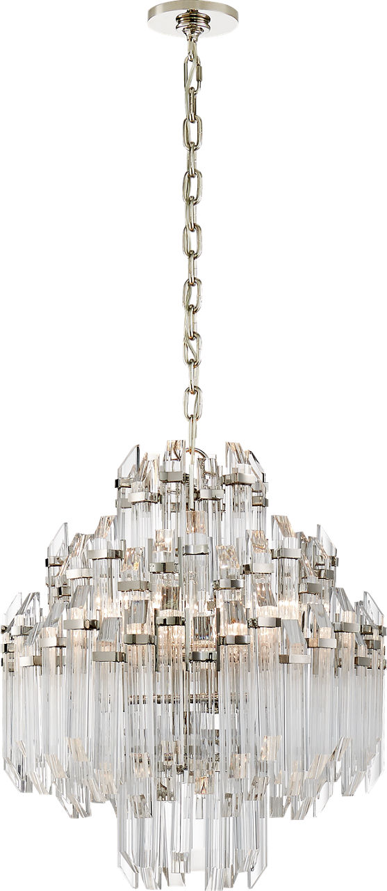 Adele Four Tier Waterfall Chandelier in Polished Nickel with Clear Acrylic