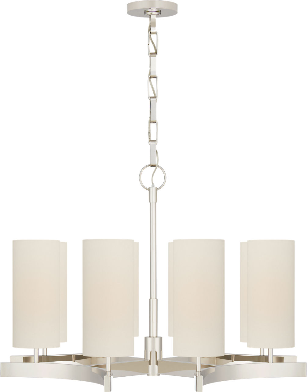 Aimee Medium Chandelier in Polished Nickel with Linen Shades